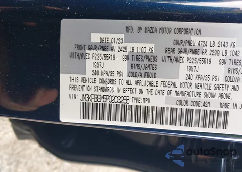 2023 Mazda Cx-5 2.5 S Premium Plus from USA, damaged, VIN JM3KFBEM5P0203255